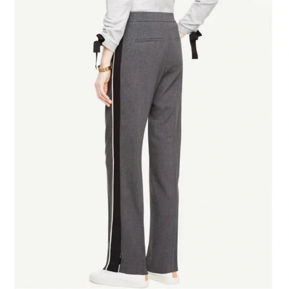 Ann Taylor Side Stripe Track Pants Gray Black Large - Picture 3 of 14